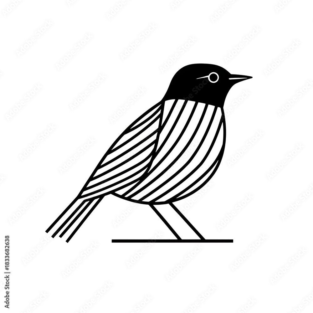 Fototapeta premium A detailed silhouette of a raven with outstretched wings perched on a thin horizontal line isolated on transparent background