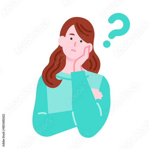 悩み顔の女性ビジネスパーソンのイラスト