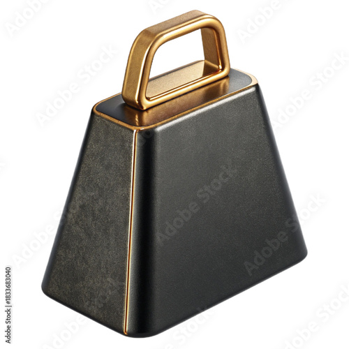 Stylish modern cowbell with golden handle, perfect for music production, sports events, or unique design projects needing an eye catching accent element