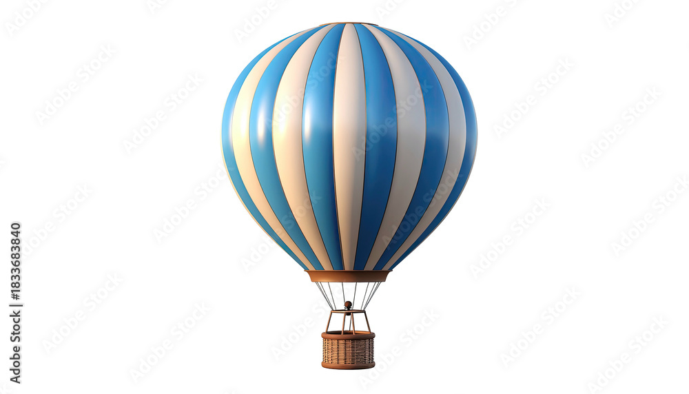 Naklejka premium Striped hot air balloon on black background