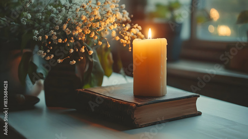 candle and book