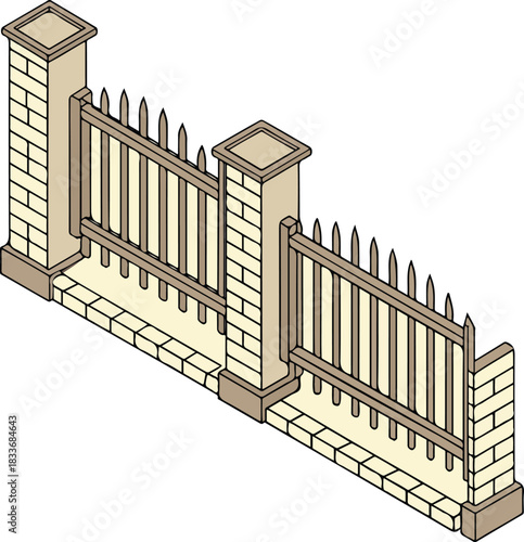 Architectural design of a wrought iron fence and a metal gate at a house