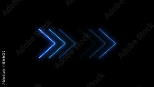Arrow-shaped neon sign. Neon arrow symbol icon. Directional sign arrow points to the left ,Abstract directional neon arrow icon animation
