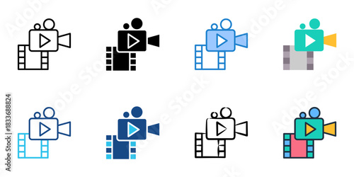 Videography icon set multiple style vector collection. Editable Stroke 
