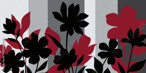 Floral Silhouettes Against Gray Tones A Modern Abstract Design