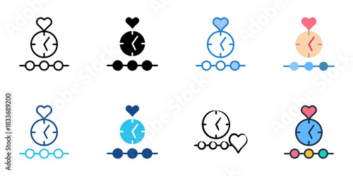 Wedding timeline icon set multiple style vector collection. Editable Stroke 
