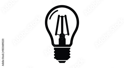a simple black and white illustration of a vintage edison bulb design silhouette