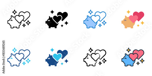 Wedding budget icon set multiple style vector collection. Editable Stroke 
