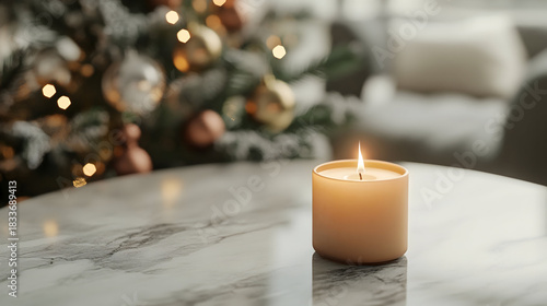 christmas candles on a wooden background
