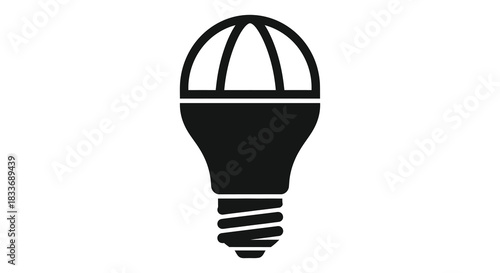 a simple black and white illustration of a standard led light bulb silhouette