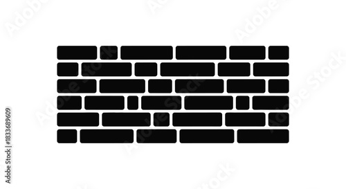 A stark rectangular arrangement of black blocks against a white background a simple silhouette