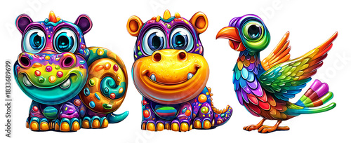 Wallpaper Mural Whimsical Confectionary Critter Parade with Colorful Creatures and Illustrative Style Torontodigital.ca