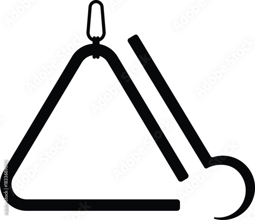 Triangle Dinner Bell Silhouette. Black and White Icon Design Elements on Isolated White Background