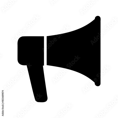 Classic black megaphone icon for public announcement and news Vector, illustration
