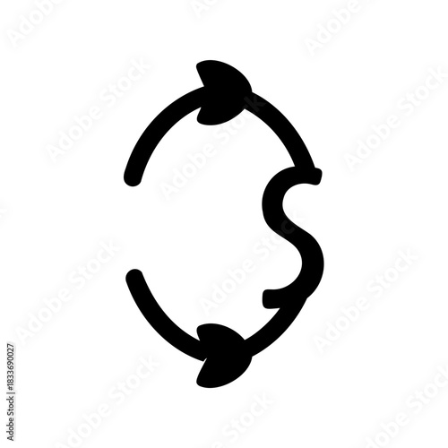 Abstract currency exchange cycle symbol with flowing leaf arrows Vector, illustration