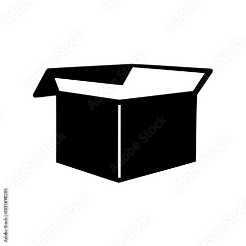 Open cardboard box icon, a symbol for delivery and packaging. Vector, illustration