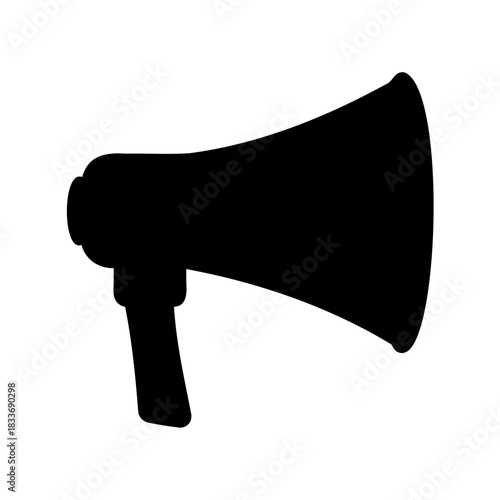 Black megaphone icon for announcement and communication Vector, illustration