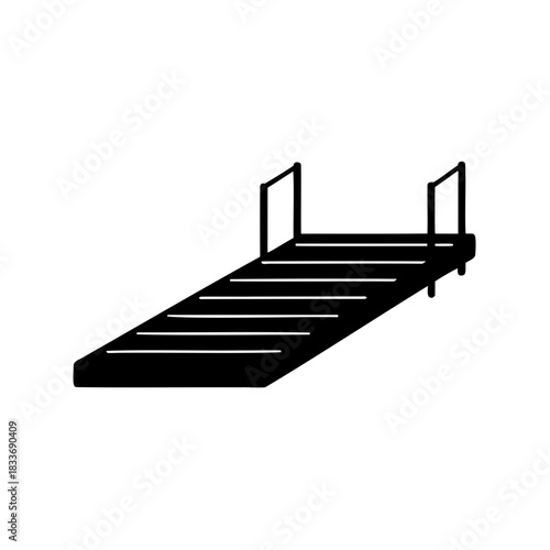 Minimalist ramp or gangway silhouette with handrails icon Vector, illustration