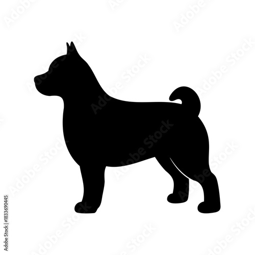 Black shiba inu or akita dog silhouette graphic standing vector Vector, illustration