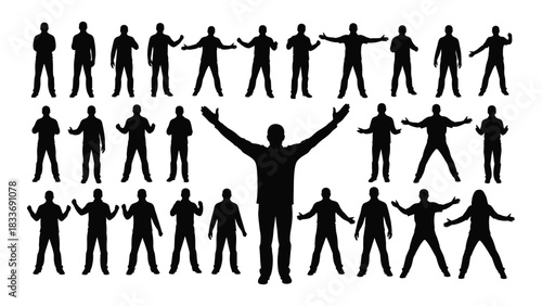 Diverse human silhouettes collection isolated on white background, Vector