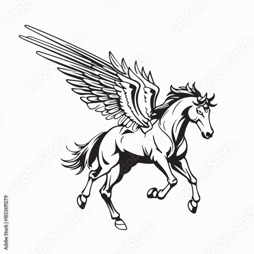 Pegasus Mythical Horse Vector Image on white background