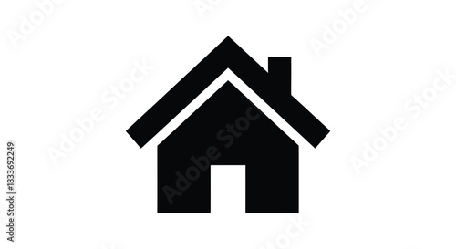 A simple black house icon with a peaked roof and doorway a clean silhouette