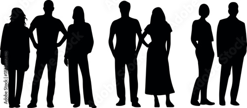 Business and Casual People Silhouette Bundle. Human Shapes Silhouette Illustration for Branding. Editable People Silhouette Vector for Posters. Professional People Silhouette Vector Graphic