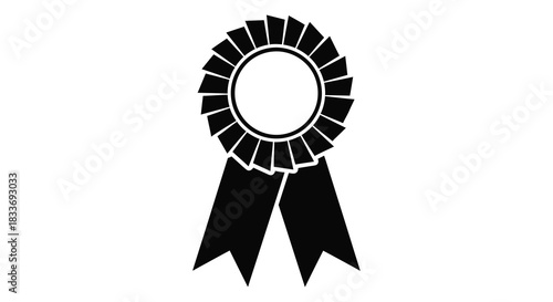 A simple black and white illustration of a ribbon award or honor a clean silhouette