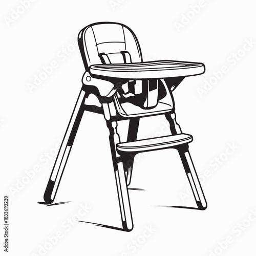 Modern Baby High Chair Vector Illustration on white background