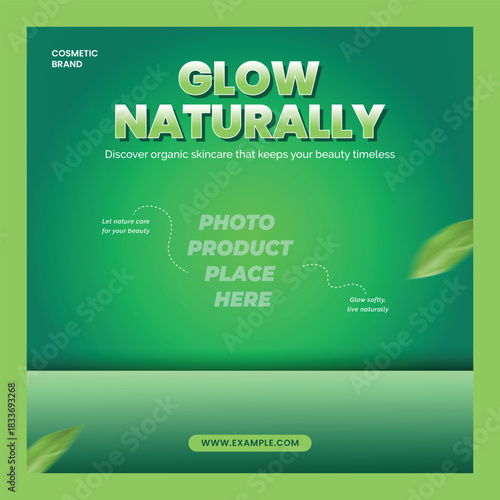 Green Gradient Skincare Promotion Template — Organic Beauty Product Social Media Post
