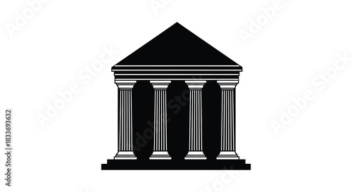 a classic architectural structure with columns and a triangular pediment silhouette