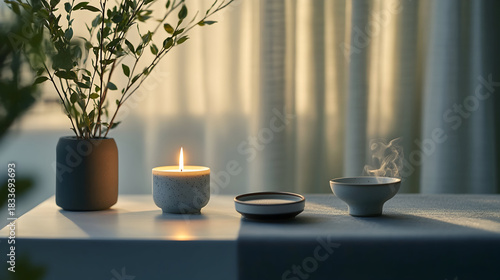 spa still life with candle