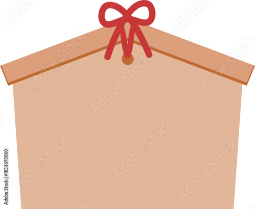 シンプルでかわいい、願い事を書く日本の絵馬のベクターイラスト素材