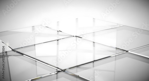 Abstract Geometric Background with Transparent Glass Square Plates in Perspective
