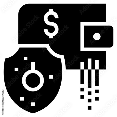 digital wallet money cyber online security protection solid glyph icon