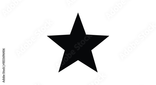 A striking black five pointed star shape stands out against a clean white background silhouette