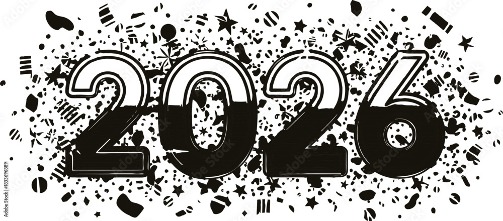 Obraz premium 2026 balloons new year celebration party festive gold silver rose gold event