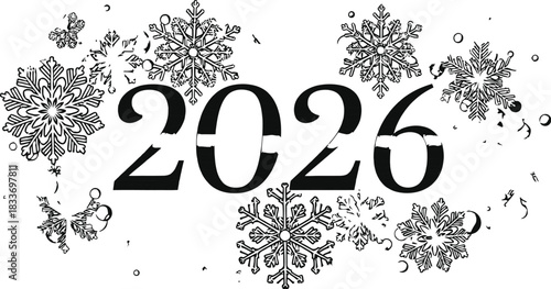 2026 year new future date calendar metallic chrome celebration holiday time