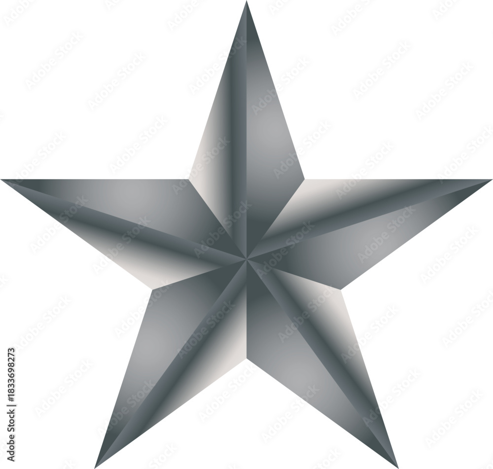 Obraz premium A metallic silver fivepointed star with a threedimensional shaded effect