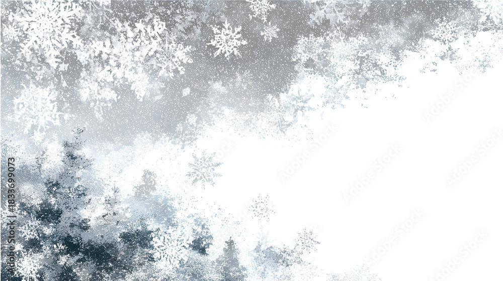 Fototapeta premium Christmas snow overlay with icy textures for holiday design on white background.