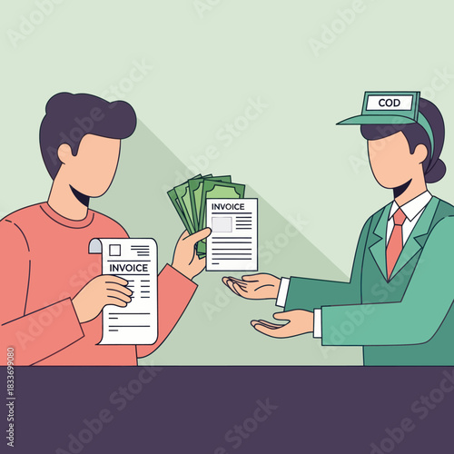 Cash on Delivery Transaction with Invoice and Money Exchange.