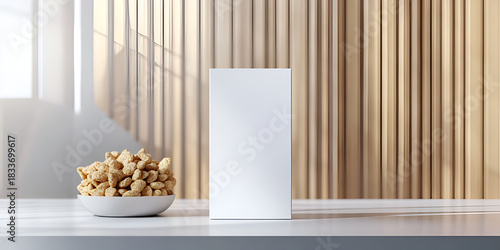 Cereal Box Mockup Placed Upright on Sleek Matte Surface