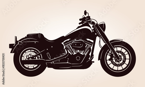 Motorcycle Vector Silhouette, Classic Silhouette Of A Motorcycle, Vintage Cruiser Motorcycle, Vintage Motorcycle Vector Silhouette, Motorcycle Silhouette.
