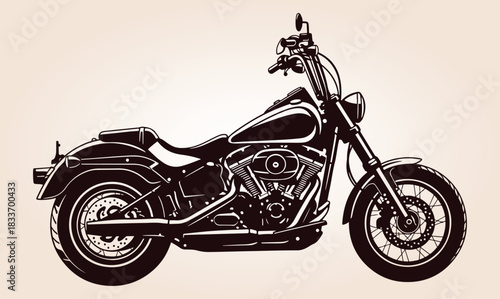 Motorcycle Vector Silhouette, Classic Silhouette Of A Motorcycle, Vintage Cruiser Motorcycle, Vintage Motorcycle Vector Silhouette, Motorcycle Silhouette.