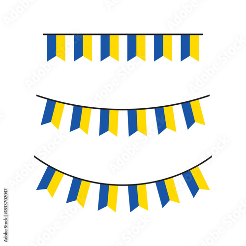Seamless flag of Ukraine party bunting border. Flat design illustration.