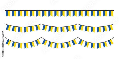 Seamless flag of Ukraine party bunting border. Flat design illustration.