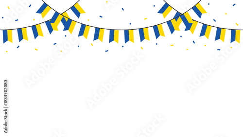 Seamless flag of Ukraine party bunting border. Flat design illustration.