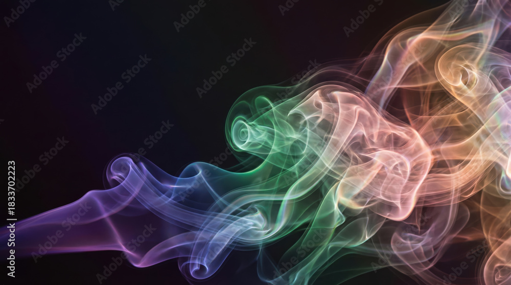 Fototapeta premium Abstract colorful smoke isolated on black background