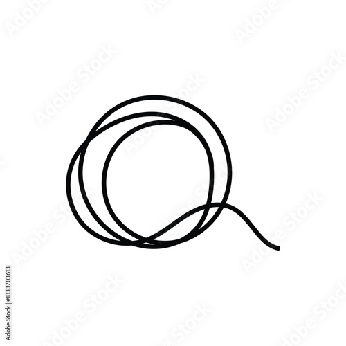 Hose or wire icon coiled in a circle in vector line drawing. Vector Illustration.
