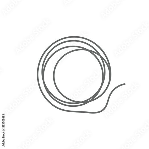 Hose or wire icon coiled in a circle in vector line drawing. Vector Illustration.
